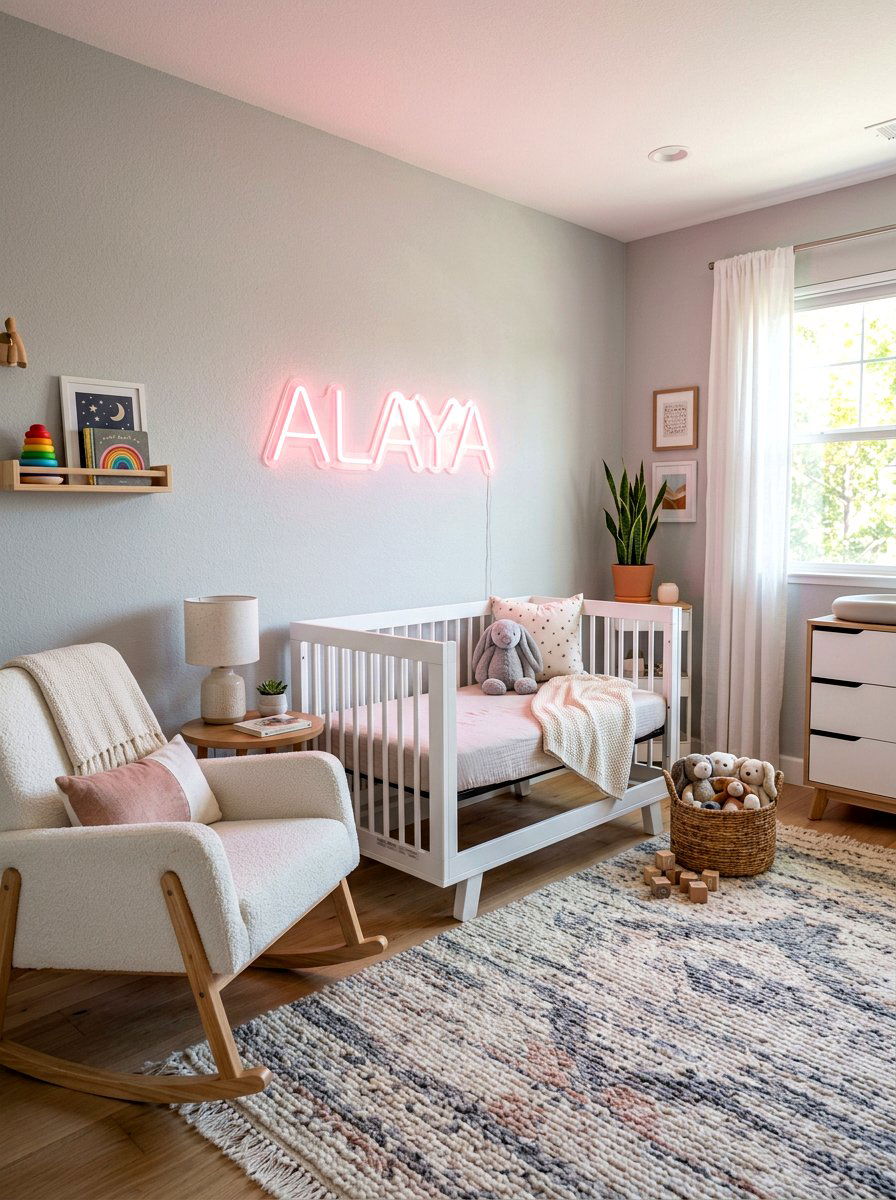 Personalized Neon Name Sign - 30 nursery name wall ideas