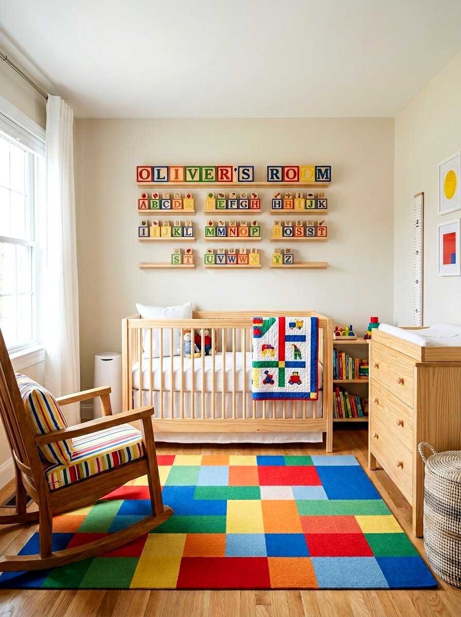 Personalized Wooden Alphabet Blocks - 30 nursery wall decor ideas