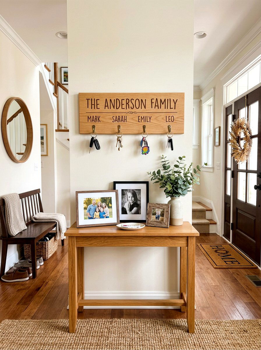 Personalized family key board - 30 key holder wall ideas