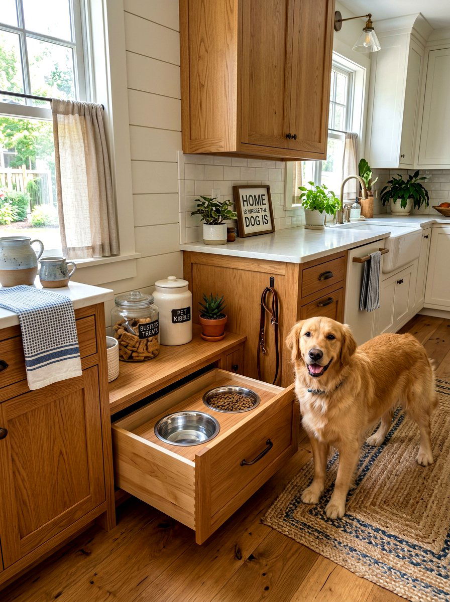Pet Food Station Corner - 30 blind corner cabinet ideas