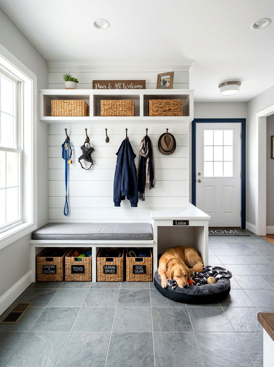 Pet Friendly Mudroom Bench - 30 dog room ideas