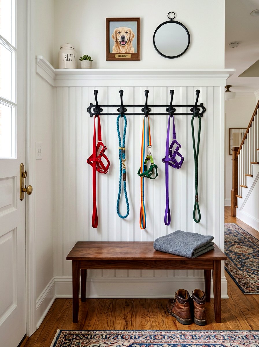 Pet Leash Wall Hooks - 30 pet friendly mudroom ideas