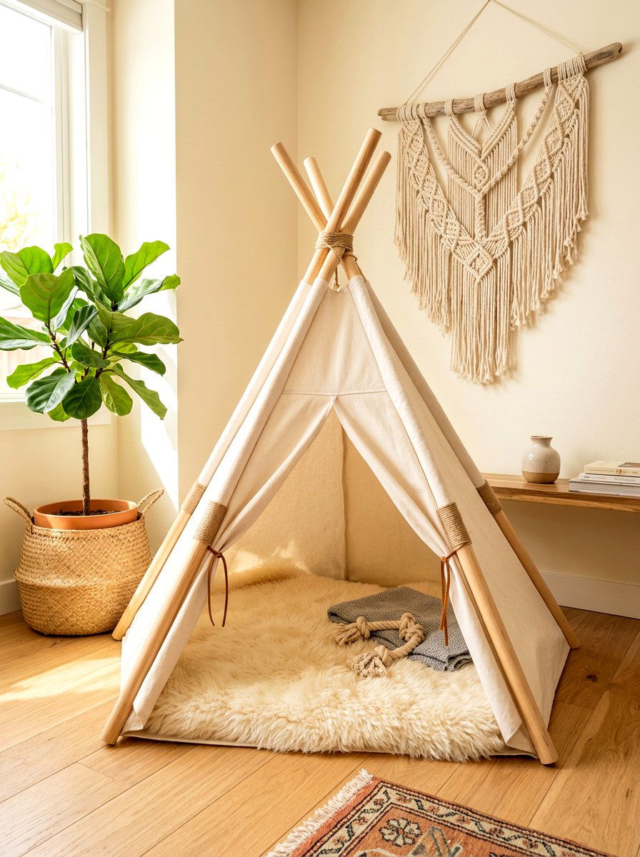 Pet Teepee Tent - 30 pet corner living room ideas