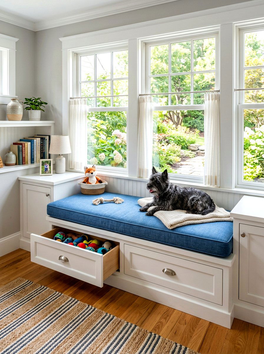 Pet Window Seat - 30 pet corner living room ideas