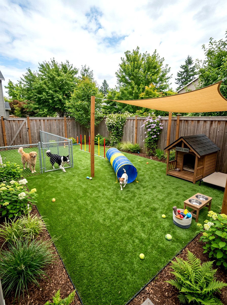 Pet friendly artificial grass - 30 artificial turf backyard ideas