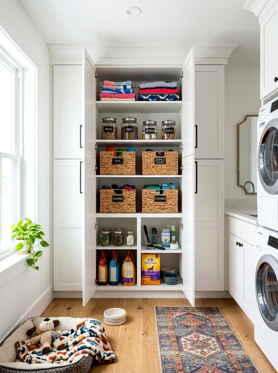 Pet supply cabinet - 30 pet laundry room ideas