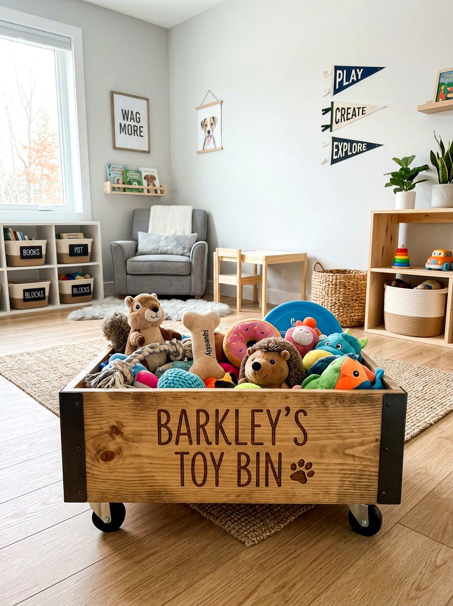 Pet toy storage bin - 30 pet room ideas