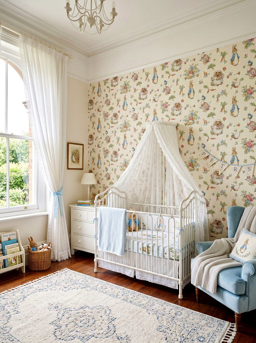 Peter Rabbit Wallpaper Nursery 1 - 30 vintage book nursery ideas