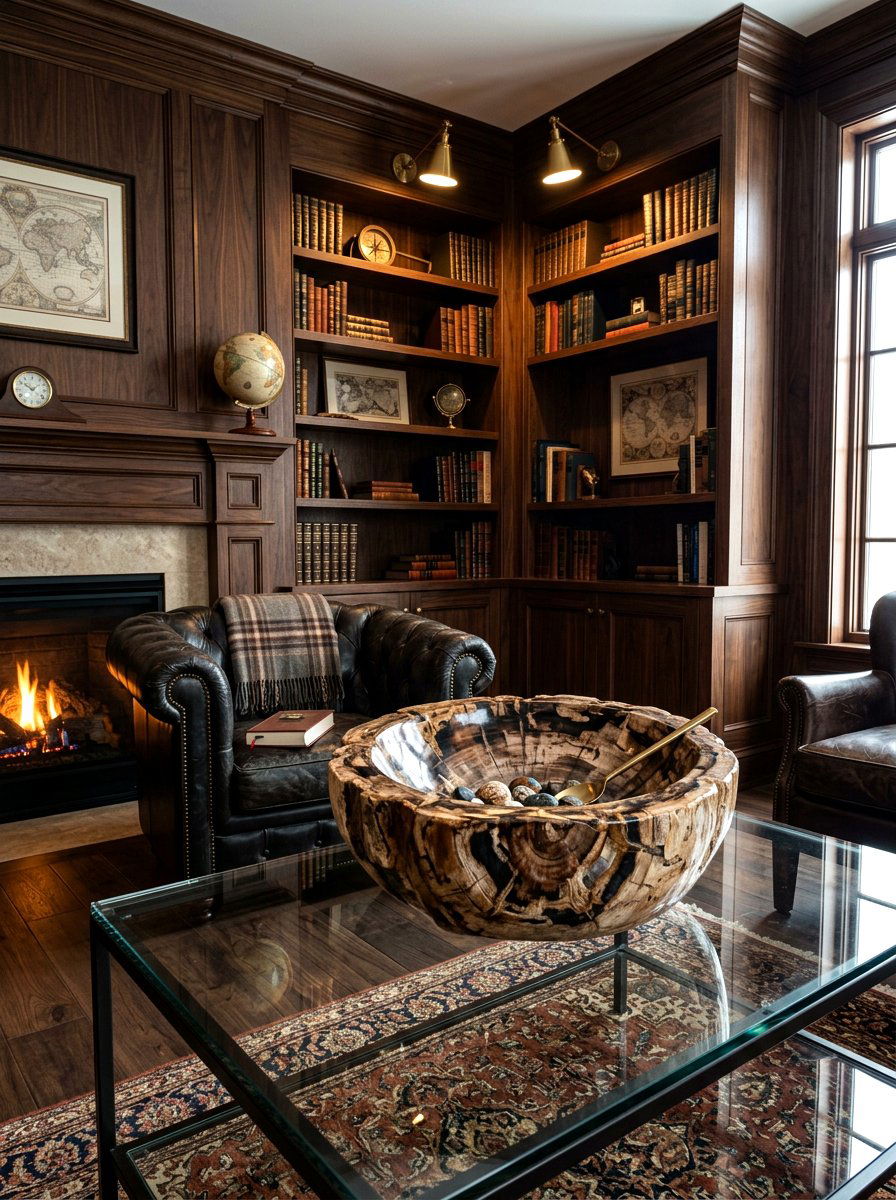 Petrified Wood Statement Bowl - 30 sculptural bowl decor ideas