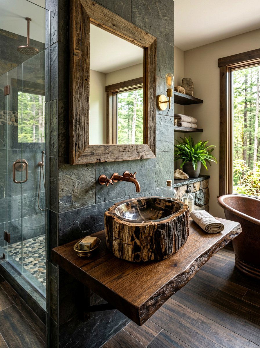 Petrified wood vessel sink - 30 stone vessel sink ideas