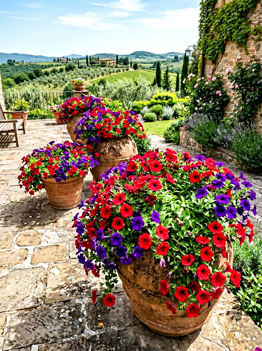 Petunia Container - 30 hummingbird garden ideas