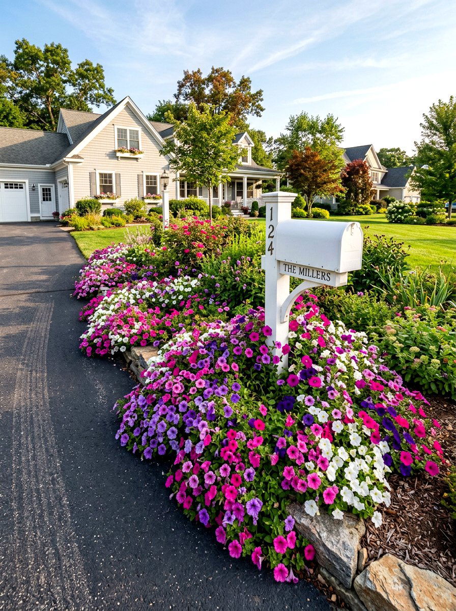 Petunia Flower Mailbox Bed - 30 mailbox flower bed ideas