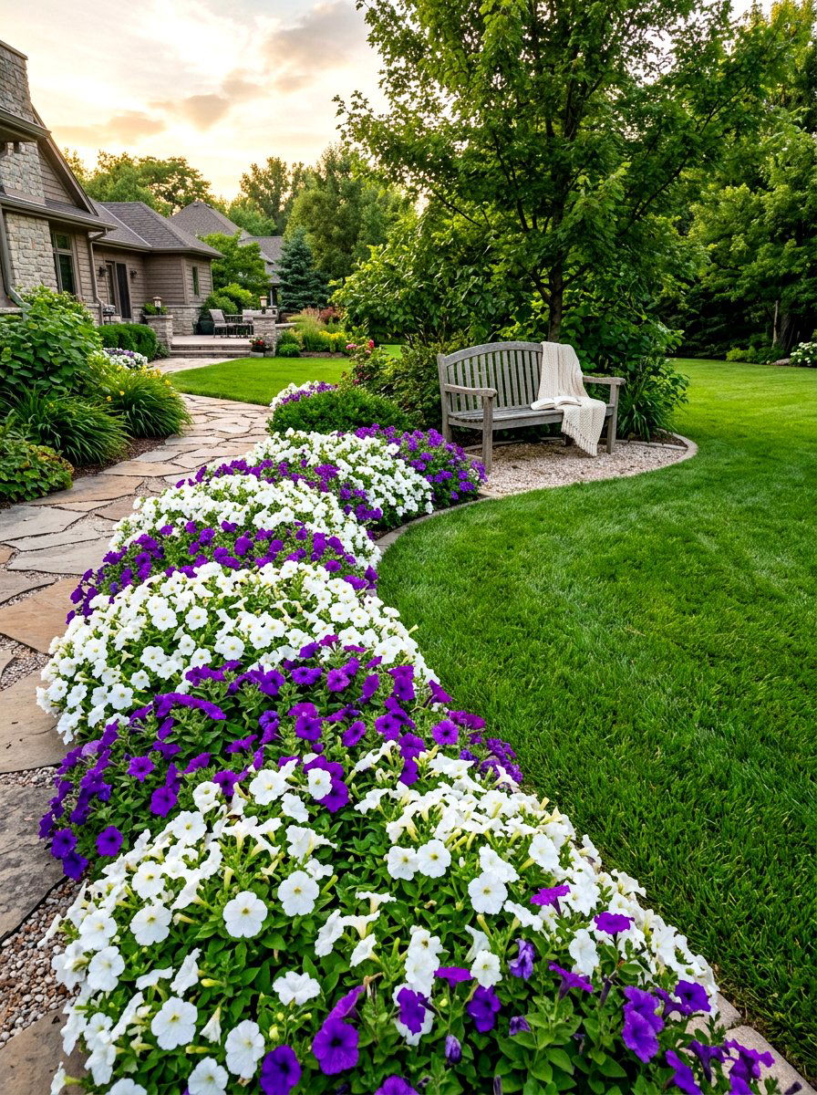Petunia Garden Border - 30 evening fragrance garden ideas