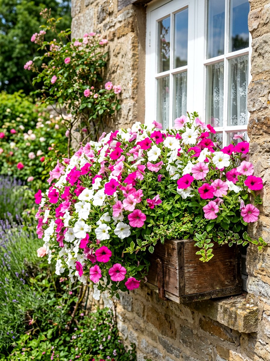 Petunia window box - 30 window box ideas