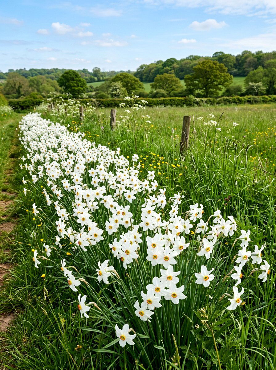 Pheasants Eye Daffodil Border - 30 spring bulb border ideas