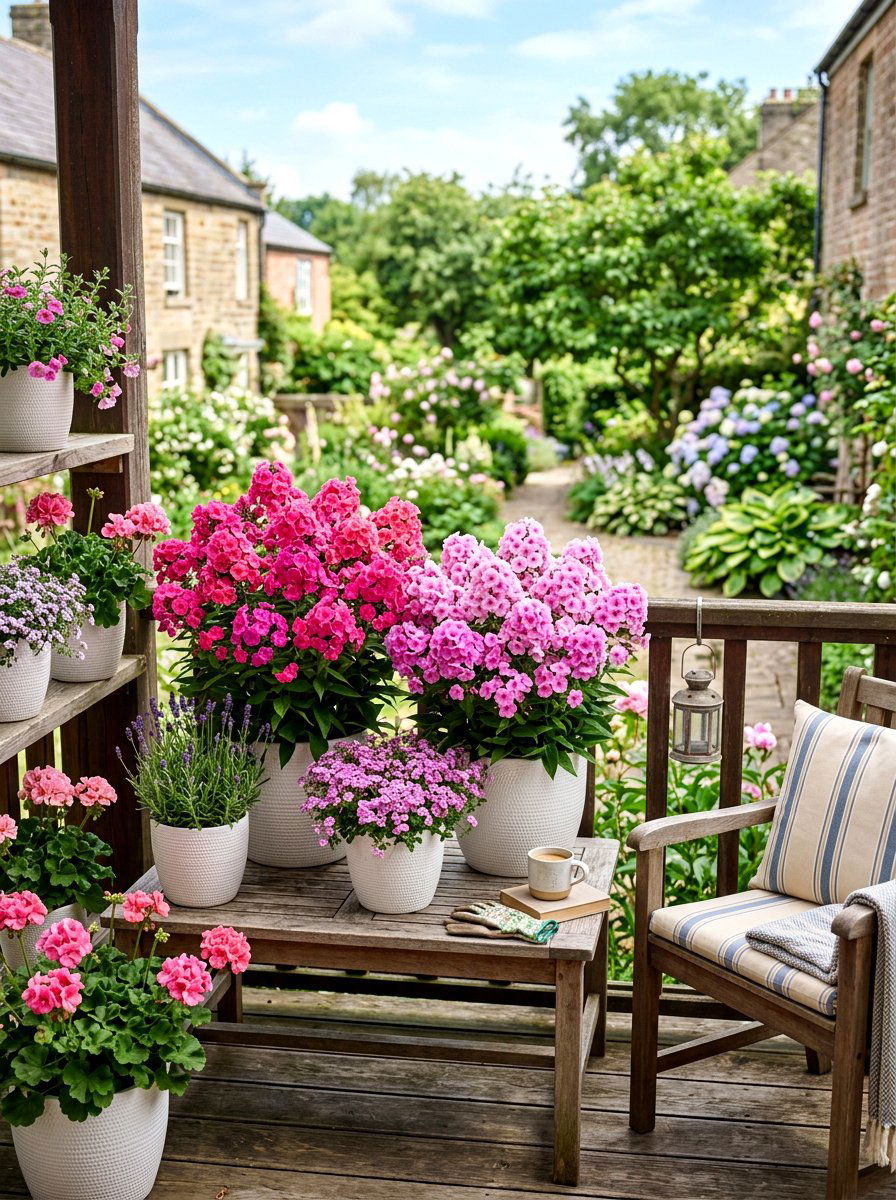 Phlox container garden - 30 balcony cut flower garden ideas