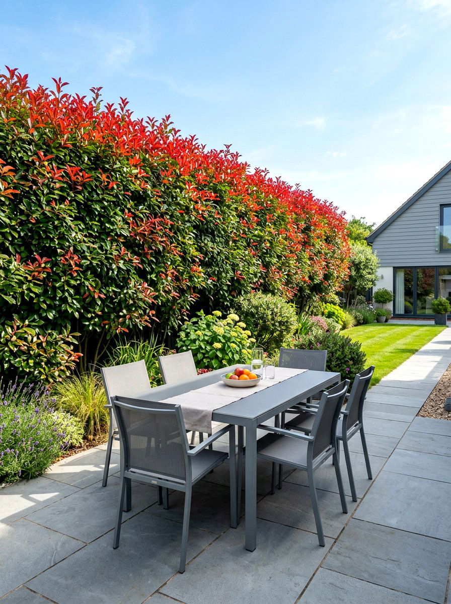Photinia Red Robin Hedge - 30 hedge wall patio ideas