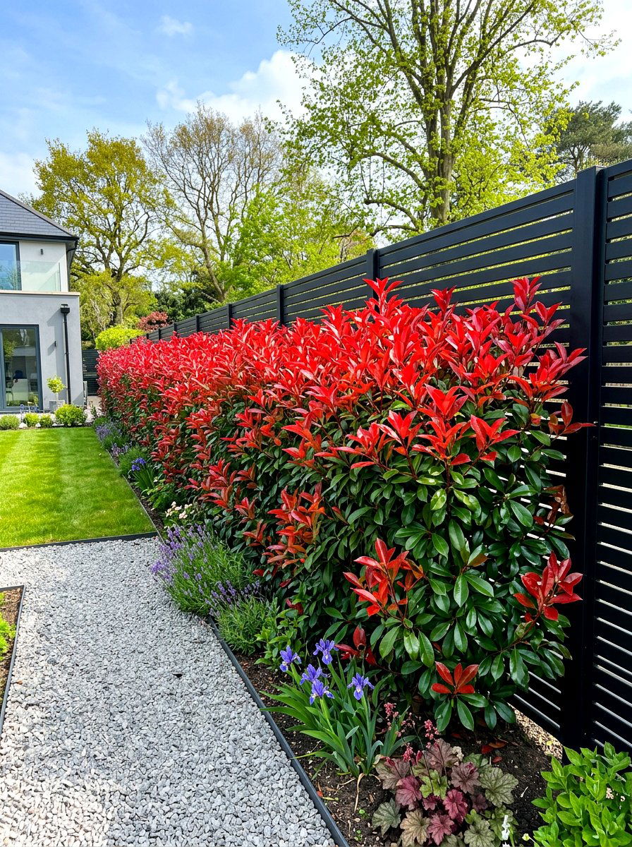 Photinia Red Robin Hedge - 30 hedge row ideas