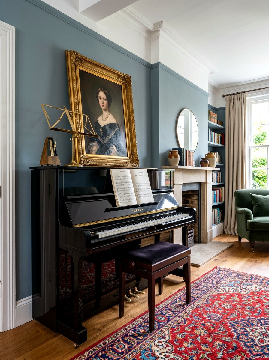 Piano Art Layering - 30 leaning art wall ideas