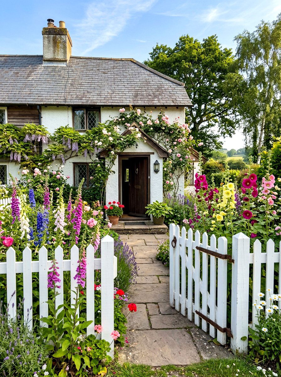 Picket Fence - 30 house entrance landscaping ideas