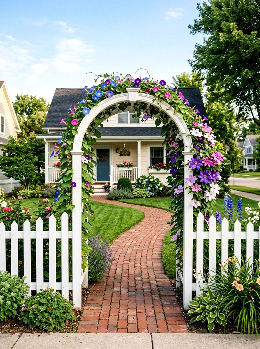 Picket Fence Arbor - 30 garden arbor ideas