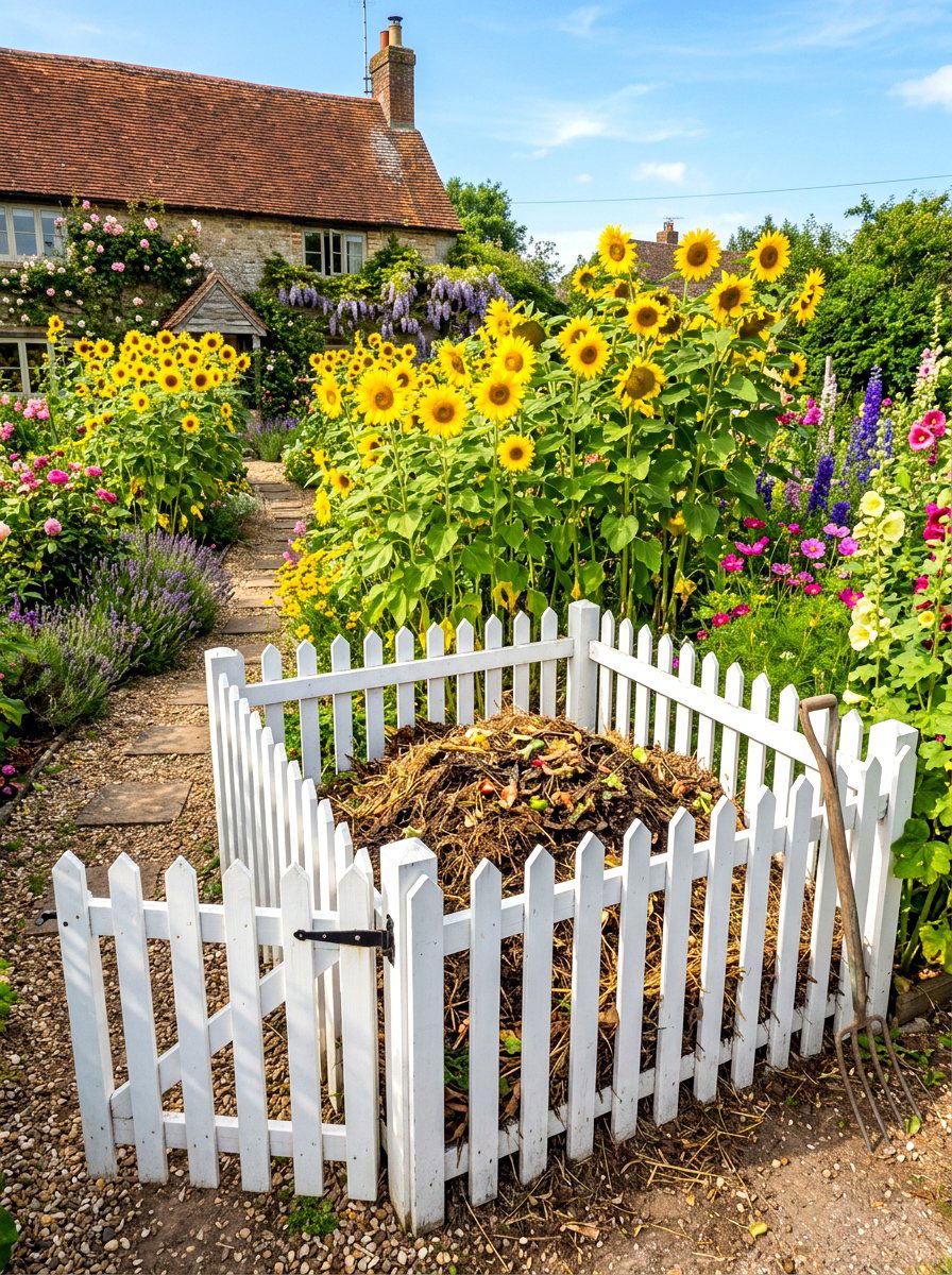 Picket Fence Compost Enclosure - 30 compost corner ideas