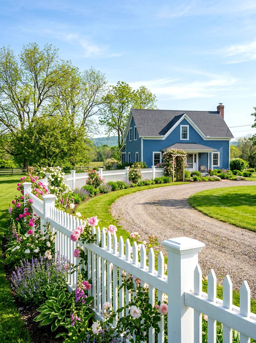 Picket Fence Driveway - 30 driveway landscaping ideas