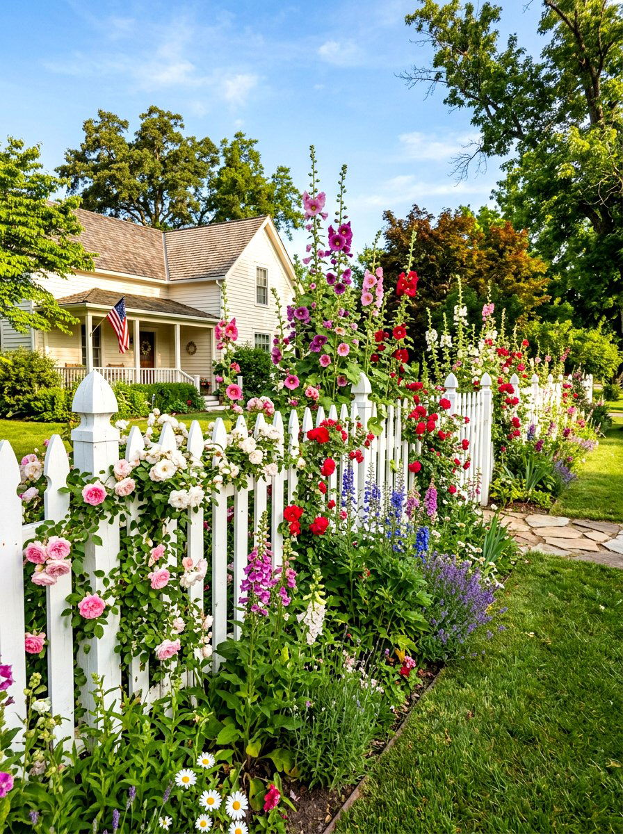 Picket Fence Flower Bed - 30 front porch flower bed ideas