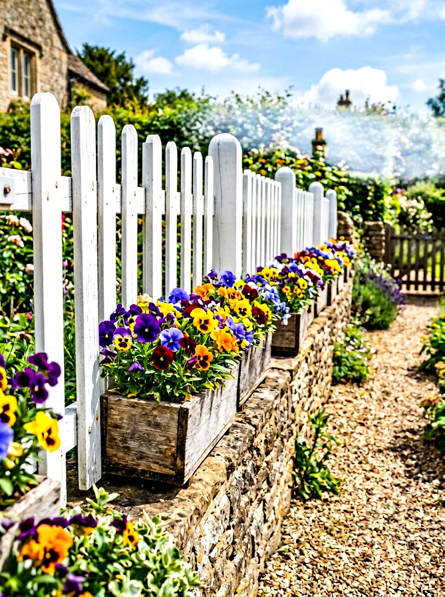 Picket Fence Flower Wall - 30 rustic vertical garden ideas
