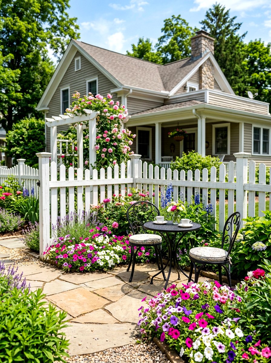 Picket Fence Garden Corner - 30 patio cafe corner ideas
