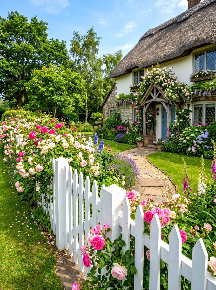 Picket Fence Garden - 30 portico landscaping ideas