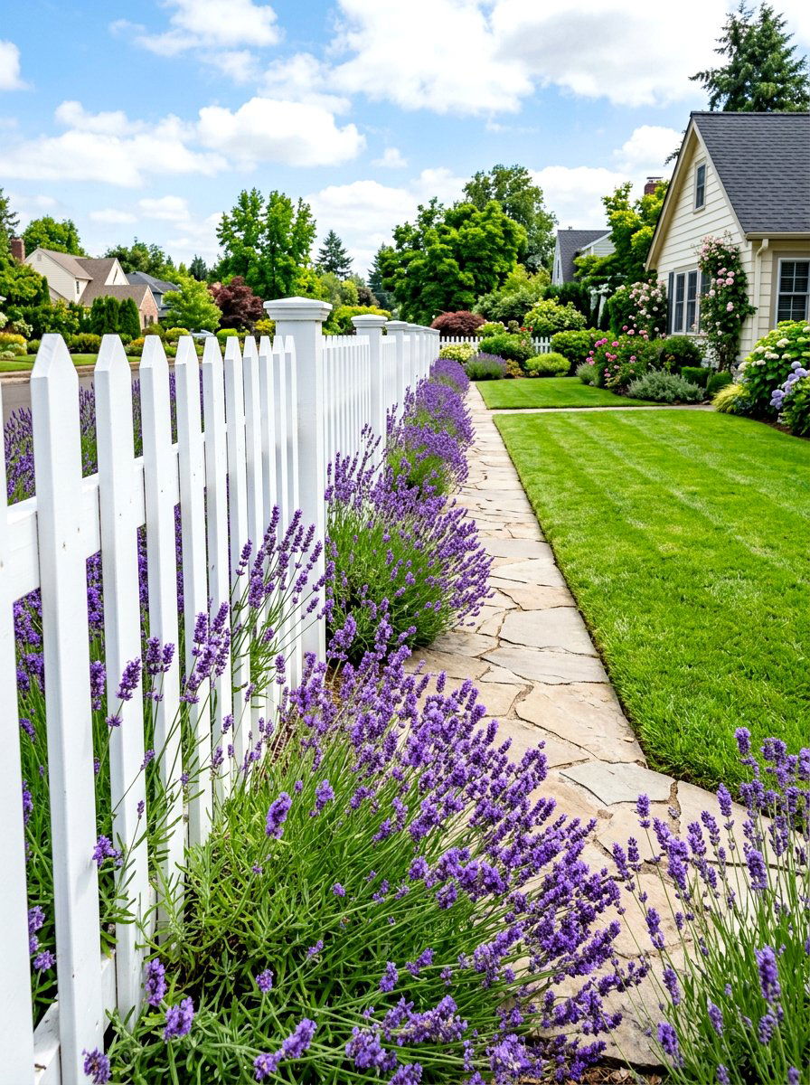 Picket Fence Lavender Walkway - 30 lavender walkway ideas