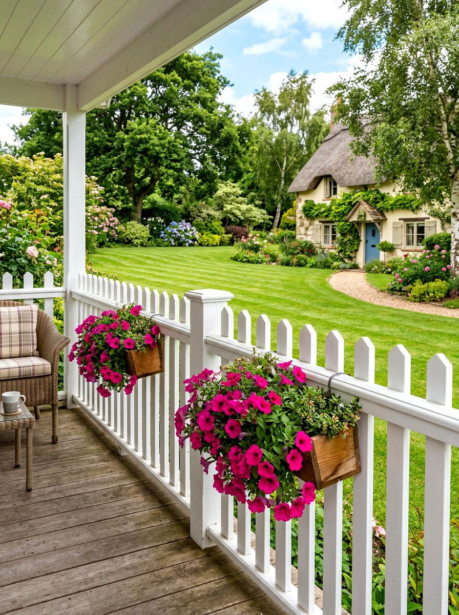 Picket Fence Railing - 30 farmhouse porch decor ideas