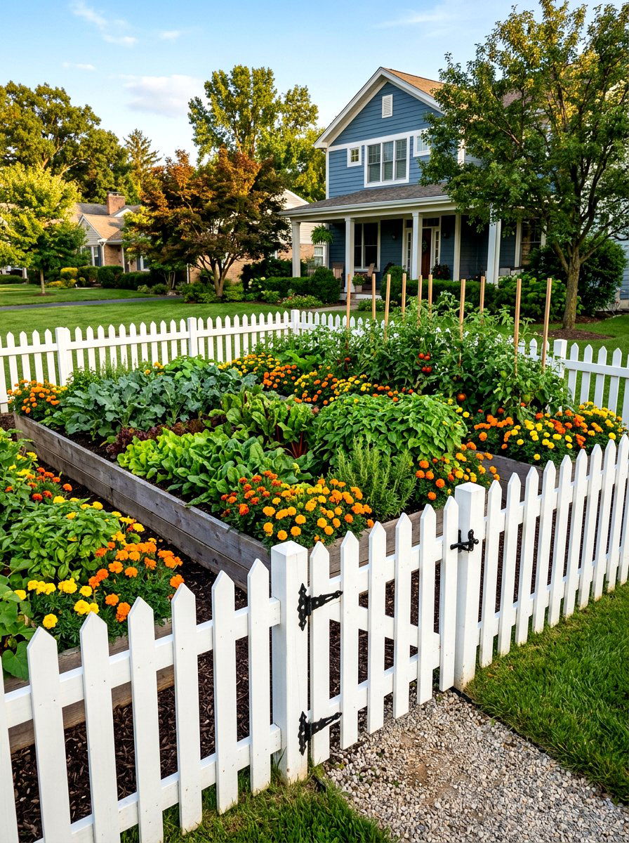 Picket Fence Raised Garden - 30 raised bed fence ideas