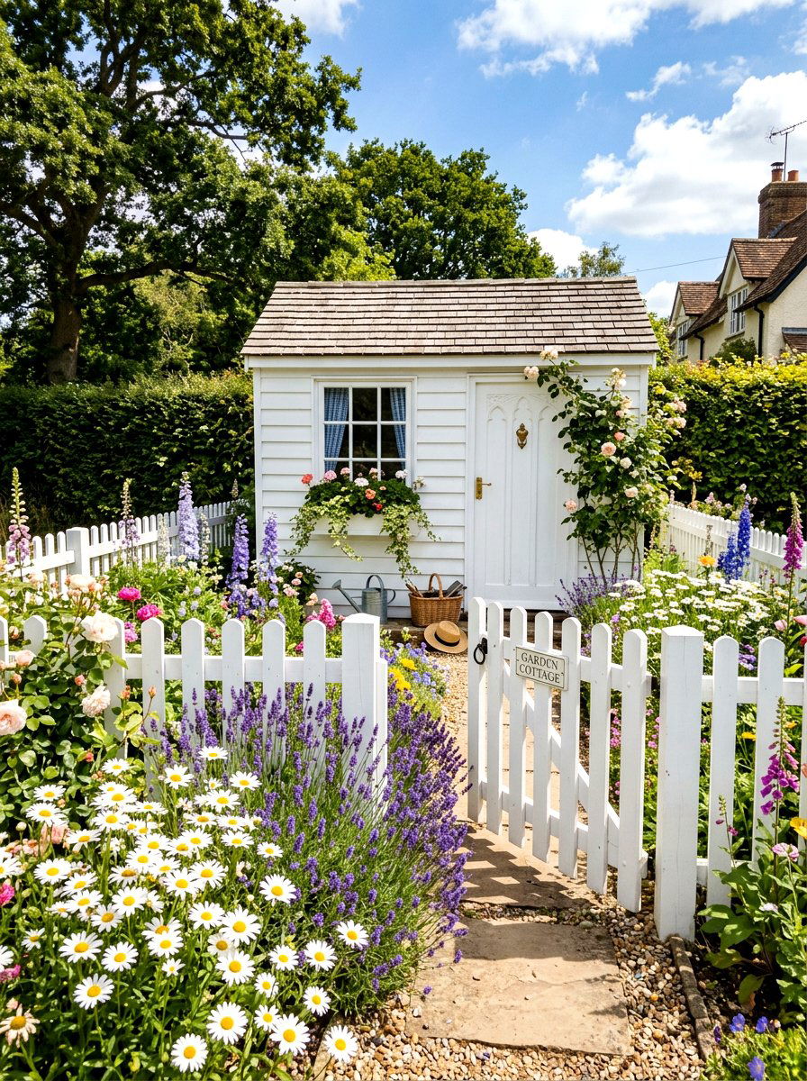 Picket Fence Shed - 30 cottage shed ideas