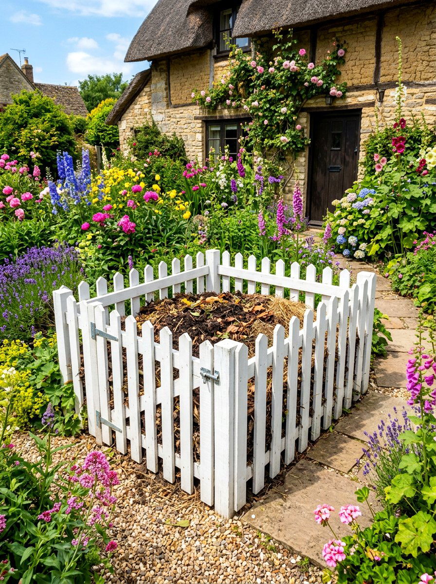Picket Fence Style Compost Area - 30 compost bin ideas