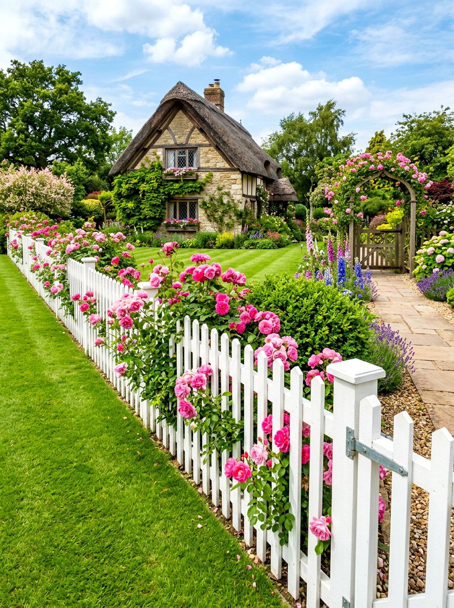 Picket Fence With Shrubs - 30 front yard privacy ideas