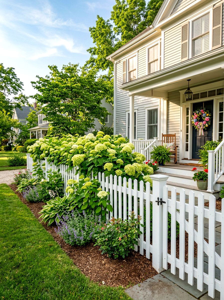 Picket Fence With Shrubs - 30 front porch privacy ideas
