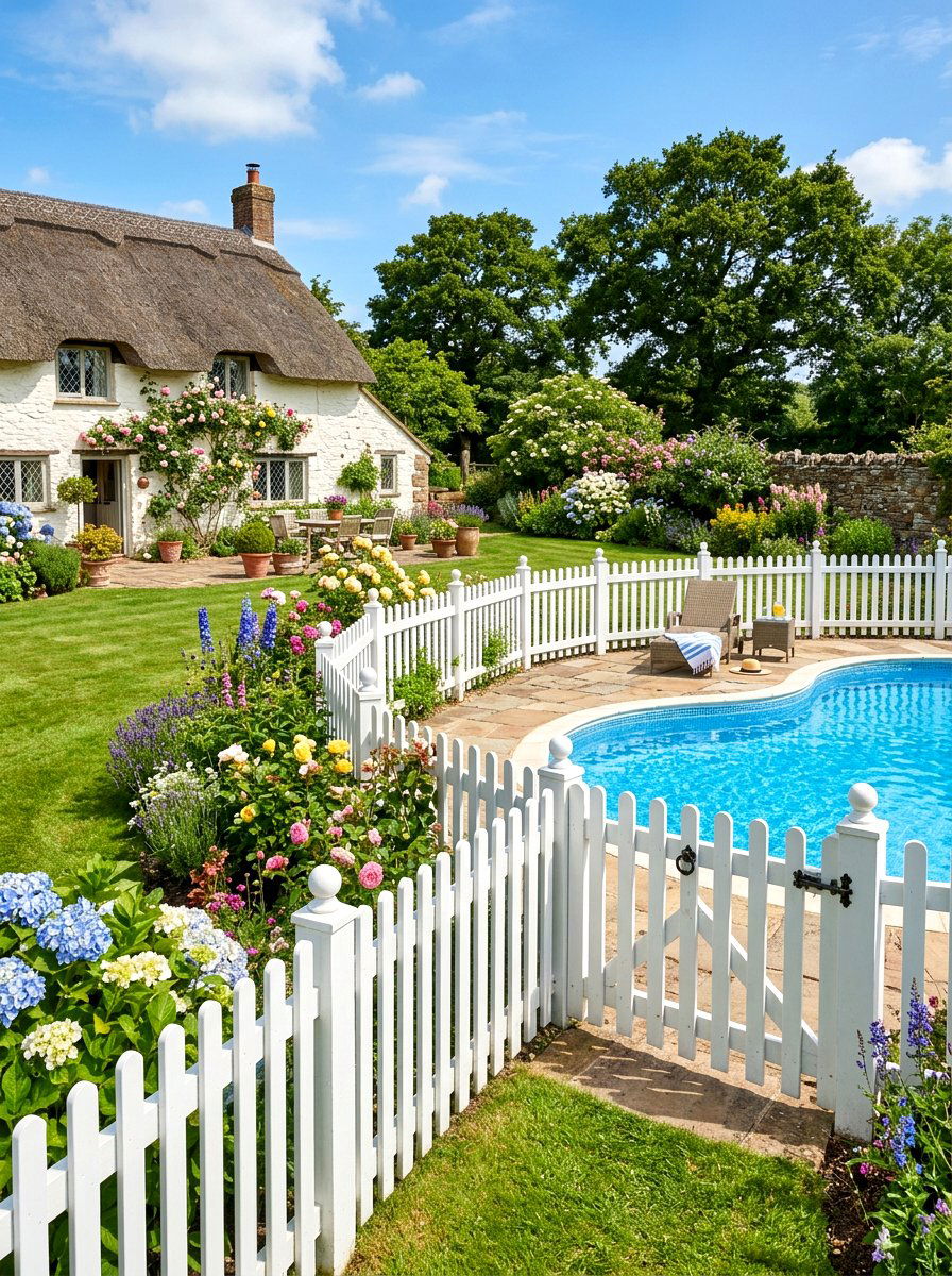 Picket Pool Fence - 30 pool fence ideas