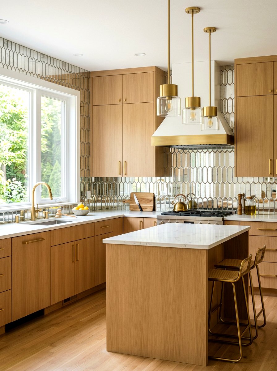Picket Shape Mirror Tile - 30 mirror tile backsplash ideas