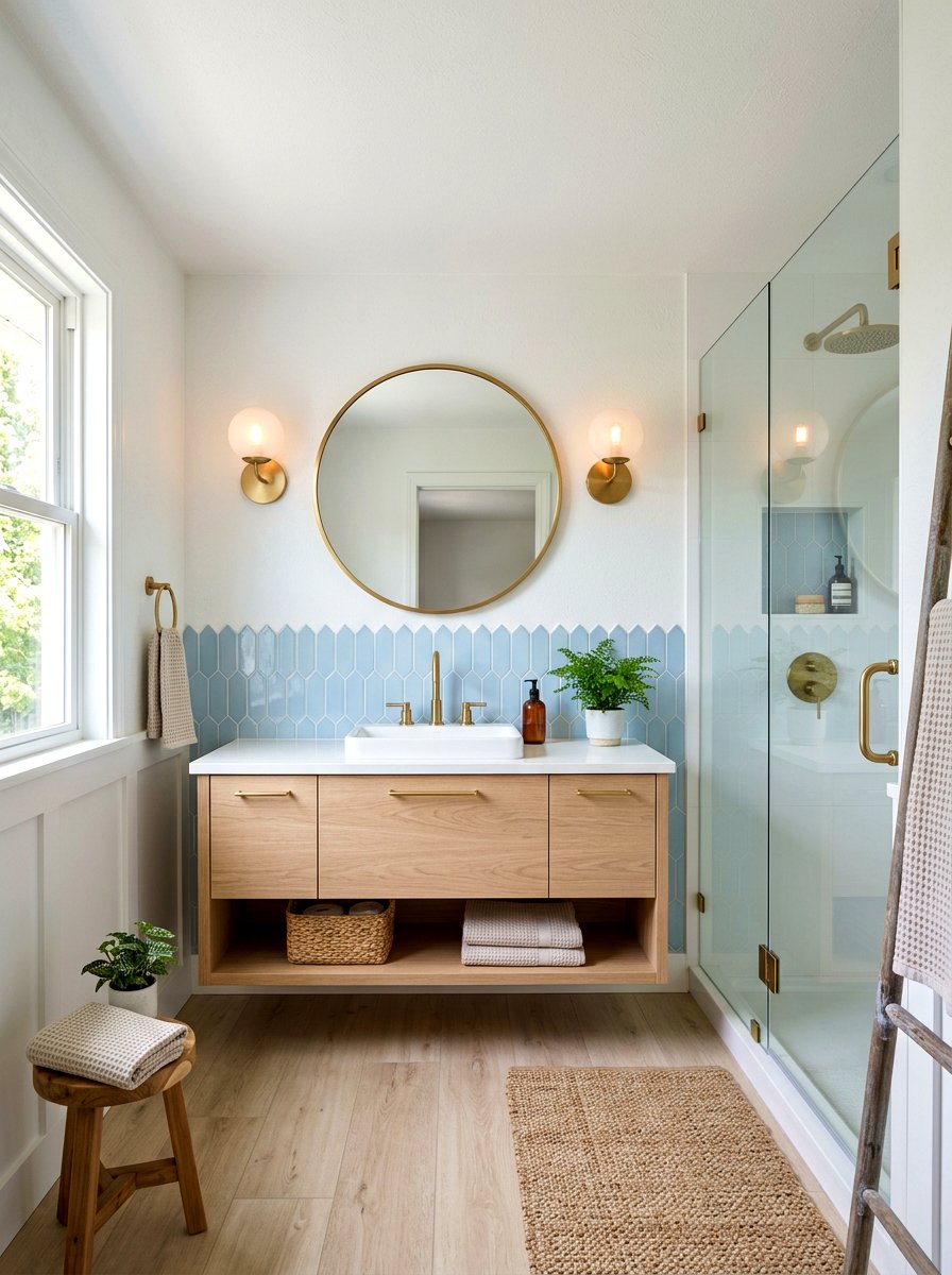 Picket Style Backsplash - 30 cottage bathroom ideas