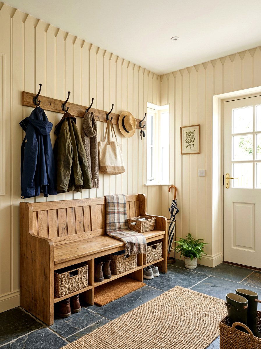 Picket Style Shiplap Mudroom - 30 shiplap wall ideas