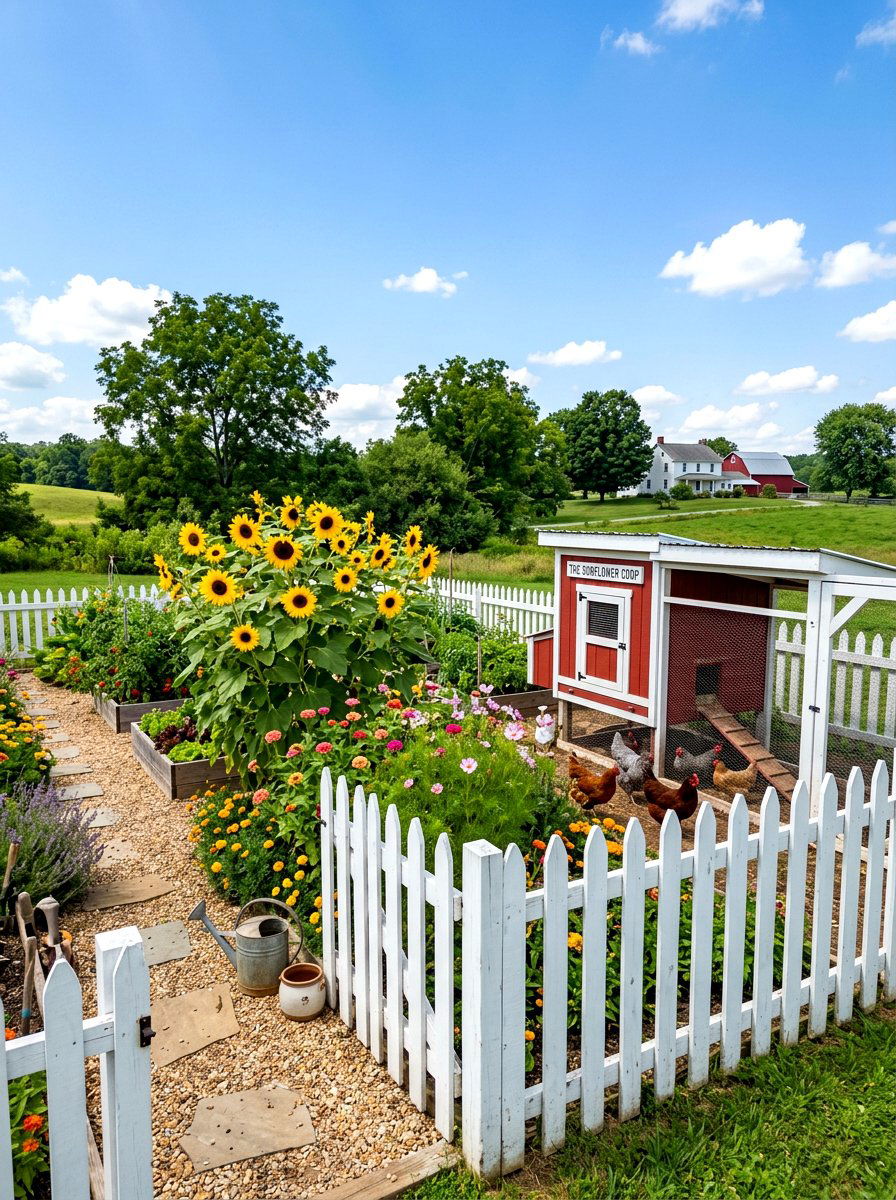 Picket fence chicken coop garden - 30 backyard coop garden ideas