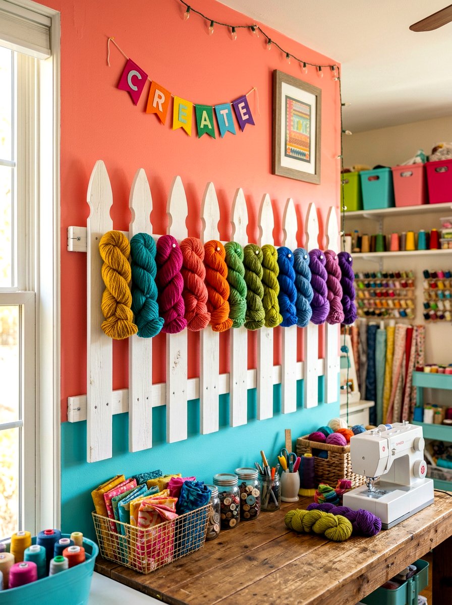 Picket fence display - 30 yarn storage ideas