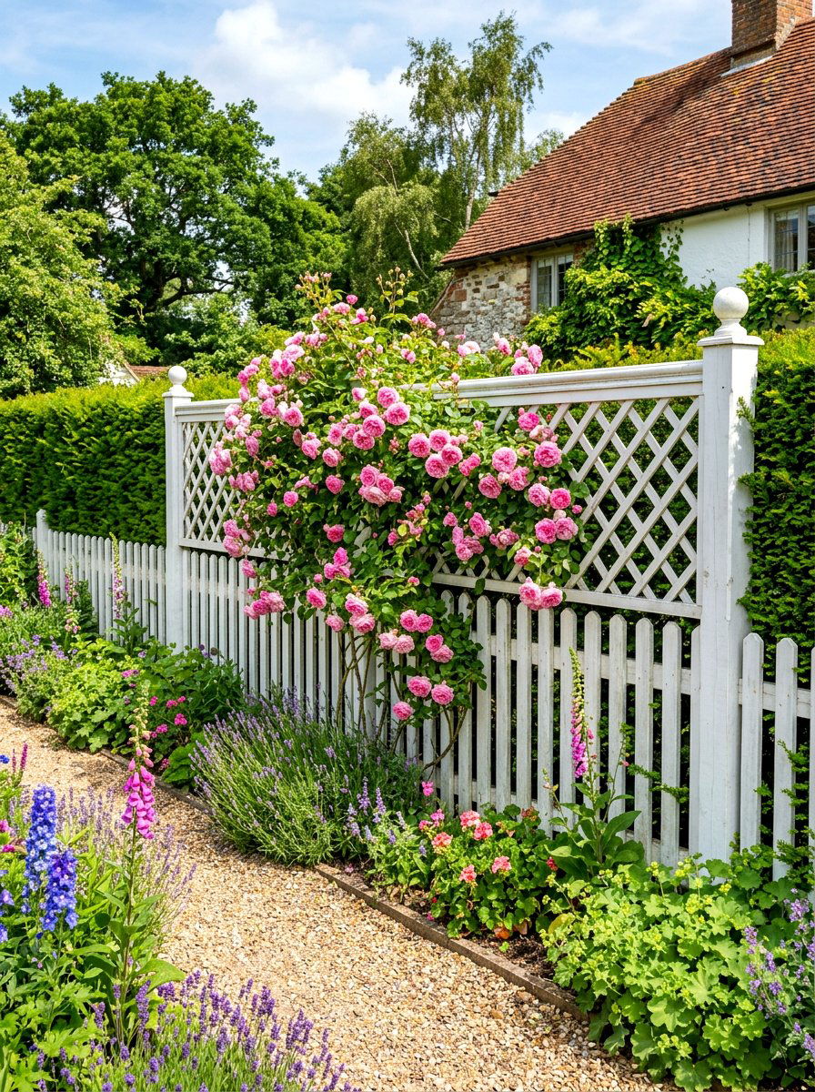 Picket fence extension - 30 climbing rose trellis ideas