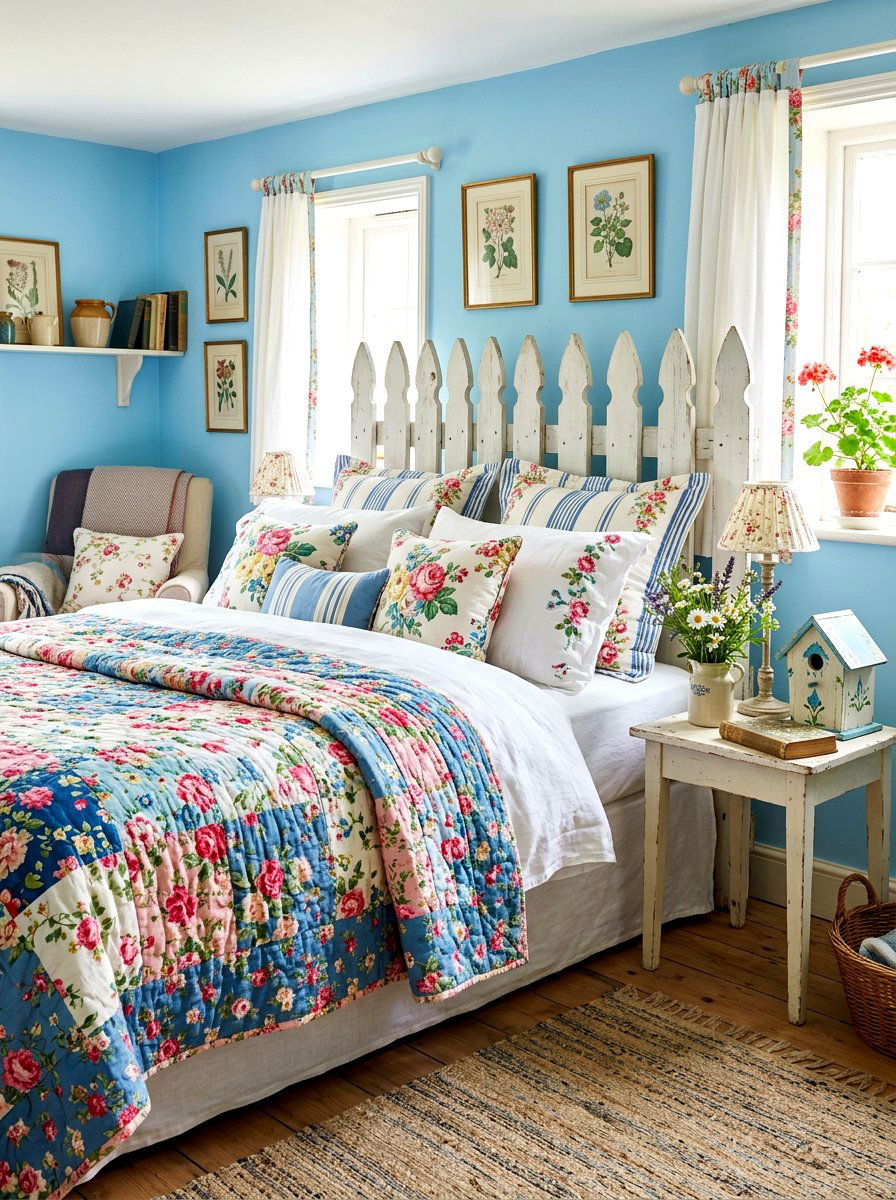 Picket fence headboard - 30 garden inspired spring decor ideas