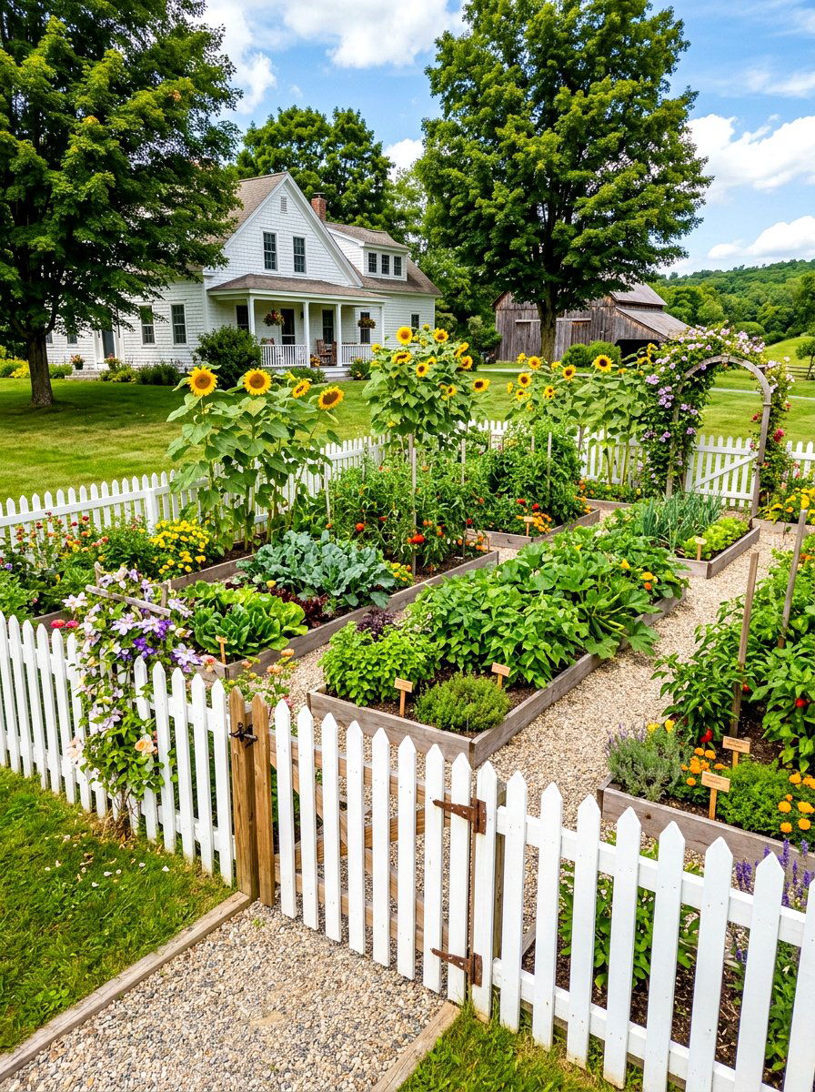 Picket fence kitchen garden - 30 kitchen garden backyard ideas