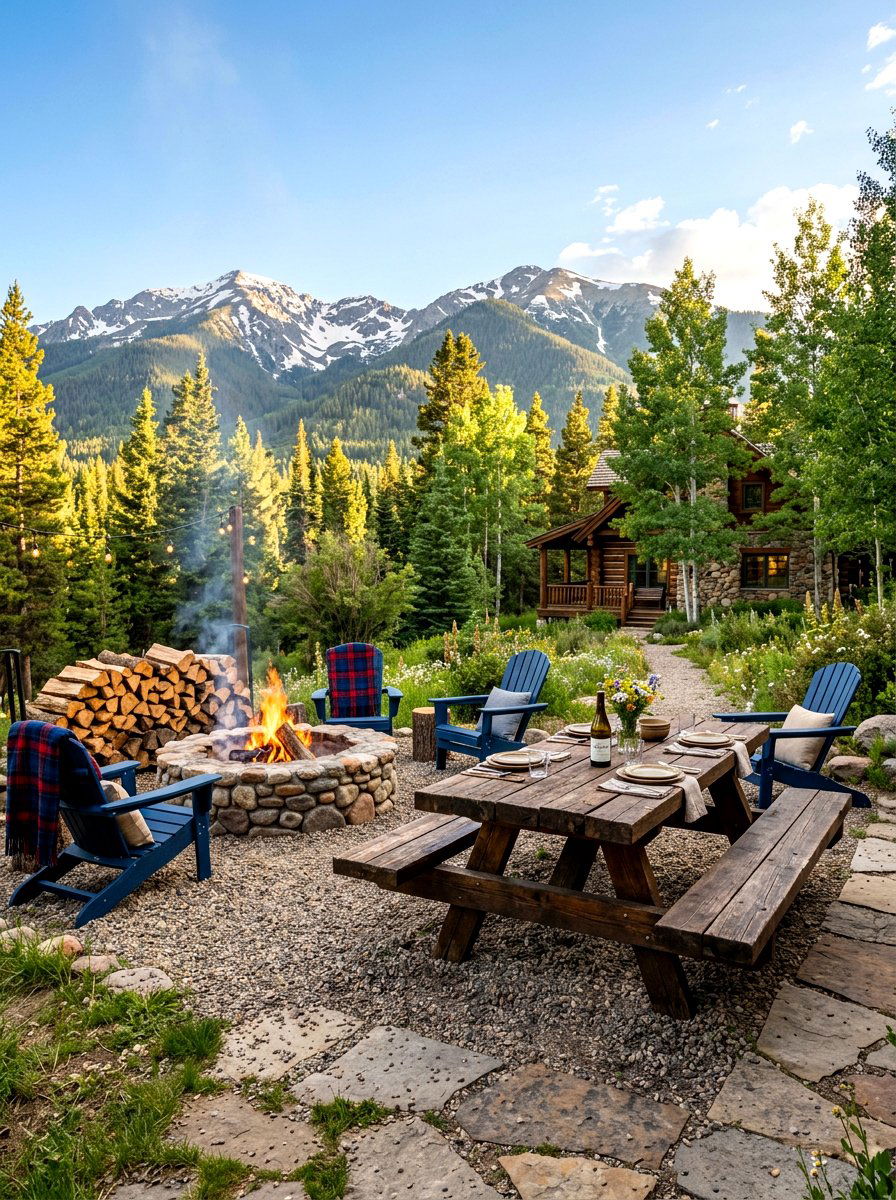 Picnic Table Near Fire Pit - 30 picnic table patio ideas