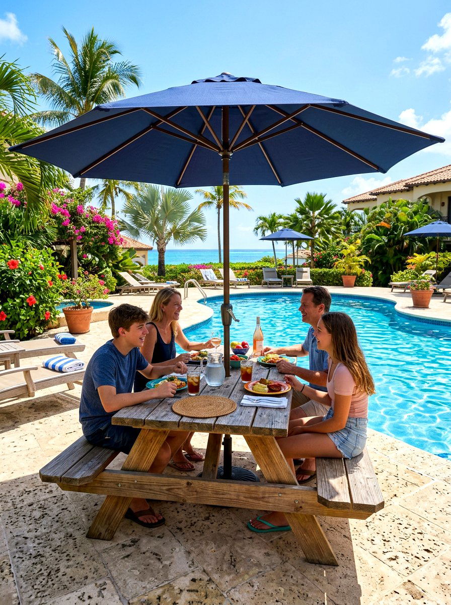 Picnic Table With Umbrella - 30 picnic table patio ideas