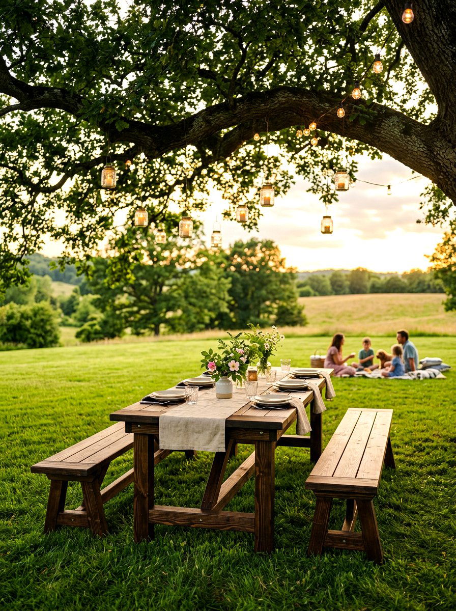 Picnic style dining table - 30 outdoor dining furniture ideas